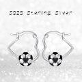 wholesale 925 Sterling Silver Soccer Ball Heart Hoop Earrings for Sports Lovers Gifts-0-5