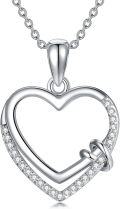 wholesale 925 Sterling Silver & White Sapphire Double Heart Pendant Necklaces for Women - F-G Color Diamonds  Set-0-0