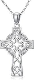 wholesale  925 Sterling Silver Celtic Cross Necklace for Women – Hypoallergenic Irish Knot Pendant with Eternal Circle Symbol-0-0