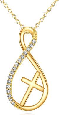 wholesale 14K Gold Teardrop Infinity Cross Pendant Necklace Christian s for Women-Cross necklace