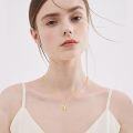 wholesale 14K Gold Double Heart with White Pearl Pendant Necklace for Women-0-5