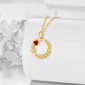 wholesale 14K Gold Celtic Claddagh Moon Red Heart Star Pendant Necklace for Women-0-3