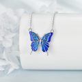 wholesale 925 Sterling Silver Blue Butterfly Necklace Pendant-0-3