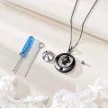 wholesale 925 Sterling Silver Gun Black Plated Crescent Moon Rose Flower Memorial Urn Pendant Necklace-0-4