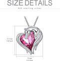 wholesale 925 Sterling Silver Austrian Crystal Pink Horse Head Heart Pendant Necklace-0-3