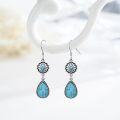 wholesale 925 Sterling Silver Teardrop Turquoise Flower Drop Earrings for Women-0-1