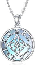 wholesale 925 Sterling Silver Blue Moonstone Witch's Knot Celtic Circle Pendant Necklace-0-0