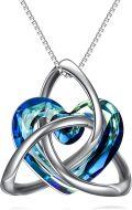 wholesale 925 Sterling Silver Celtic Knot Necklace with Blue Crystal Heart Pendant for Women Irish Jewelry Birthday Gift for Her Wife Girlfriend Mom Daughter-0-0