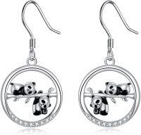 wholesale TOUPOP Panda Gifts For Women Panda Earrings S925 Sterling Silver Panda Dangle Drop Hook Earrings Panda Dangle Earrings Panda Earrings For Panda Lover Women Daughter Birthday Panda Gifts (giant Pandas Earrings) -undefined