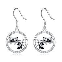 TOUPOP Sterling Silver Panda Dangle Drop Hook Earrings For Women Gift-undefined