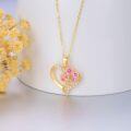 wholesale 14K Gold (Au585) & Moissanite Plum Blossom Birth Month Flower Necklace - 5 Petals Symbolize Peace, Joy, Success, Longevity, Happiness - Hypoallergenic Gift for Women-0-2