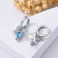 wholesale 925 Sterling Silver Hummingbird Blue Crystal Hoop Earrings Gift for Women Girls-0-2