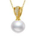 TOUPOP 14k Gold Freshwater Pearl Necklace Bow Heart Dolphin Pendant-0-0