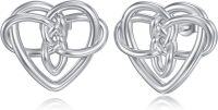 wholesale 925 Sterling Silver Heart Knot Stud Earrings - Celtic  for Women-Celtic Heart