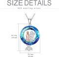 wholesale 925 Sterling Silver Blue Crystal Mermaid Pendant Necklace Sisters' s for Women-0-2