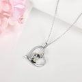 wholesale 925 Sterling Silver Cow Heart-Shaped Pendant Necklace with Cubic Zirconia Stones for Women and Girls-0-2
