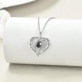 wholesale 925 Sterling Silver Black Onyx I Love You Projection Heart Pendant Necklace-0-1