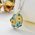 wholesale 925 Sterling Silver Labradorite & Enamel Sunflowers Pendant Necklace s for Women-0-1