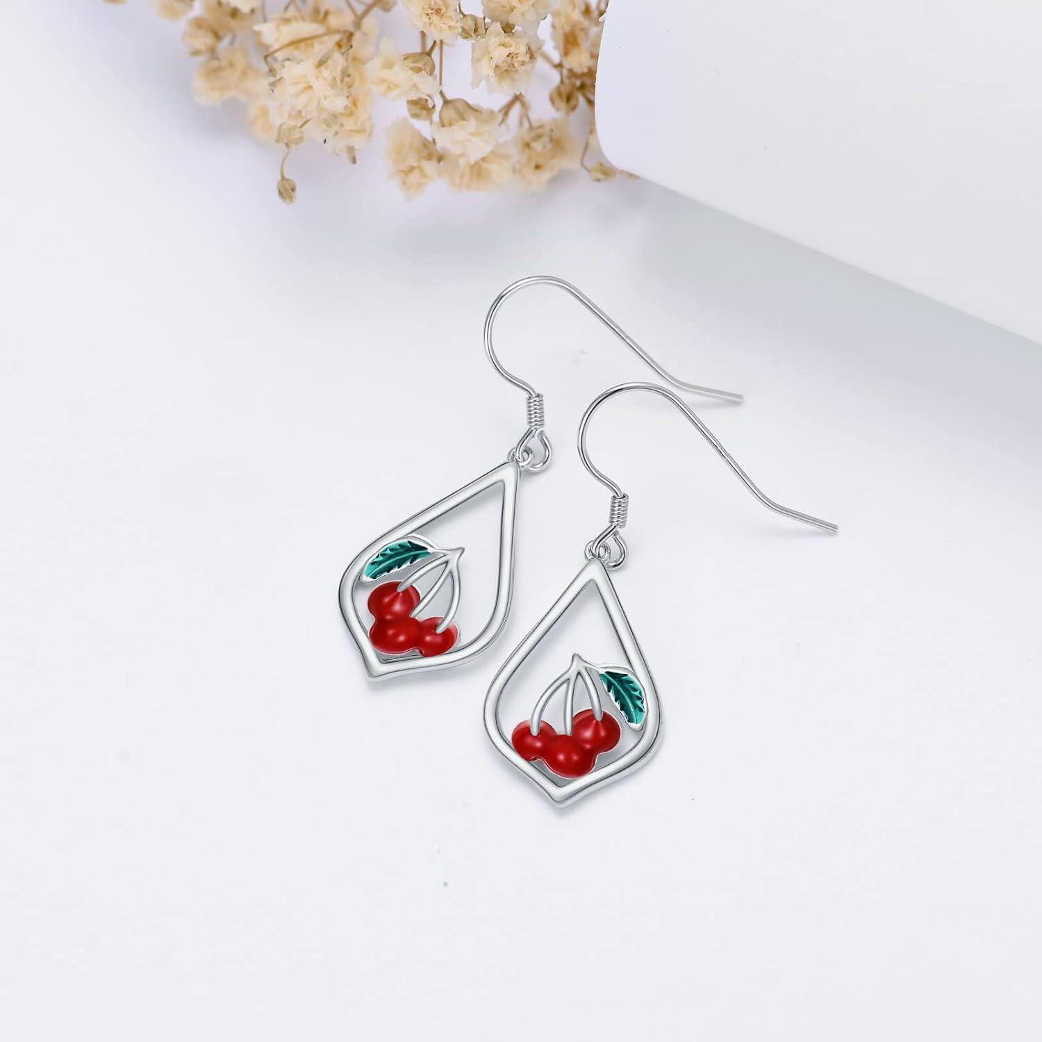  Metal Sterling Silver Stone Flower Dangle Drop Earrings for Women Mom Leverback Jewelry Gifts -0-5