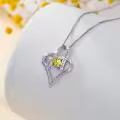 TOUPOP Sterling Silver Citrine Heart Necklace November Birthstone Jewelry Gifts-0-2