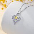 TOUPOP Sterling Silver Citrine Heart Necklace November Birthstone Jewelry Gifts-0-2