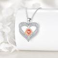 wholesale 925 Sterling Silver Angel Winged Heart with Orange Rose Pendant Necklace s for Women-0-2