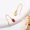 wholesale 925 Sterling Silver Red Enamel Flower & Fruit Drop Earrings-0-2