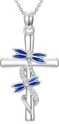 wholesale TOUPOP Cross Necklace For Women 925 Sterling Silver Pendant Butterfly/dragonfly/bee/ladybug/hummingbird Cross Jewelry Christmas Gifts For Her -0-0
