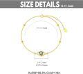 wholesale 14K Gold Evil Eye Charm Bracelet with Blue Stones - Adjustable Size 7-8-0-4