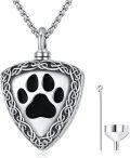 wholesale 925 Sterling Silver Paw Print Memorial Keepsake Urn Necklace with Funnel and Fill Tool for Pet Ashes -0-0