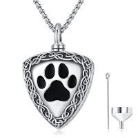 wholesale 925 Sterling Silver Paw Print Memorial Keepsake Urn Necklace with Funnel and Fill Tool for Pet Ashes -Paw