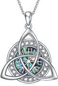 wholesale 925 Sterling Silver Celtic Knot Viking Triangle Amulet Protection Pendant Necklace for Women-0-0