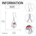 wholesale 925 Sterling Silver Red Cap Mushroom Teardrop Drop Earrings for Women Girls  4cm Long-0-4