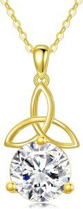 wholesale 14K Gold Trinity Knot Round Cut Moissanite Solitaire Pendant Necklace for Women-0-0