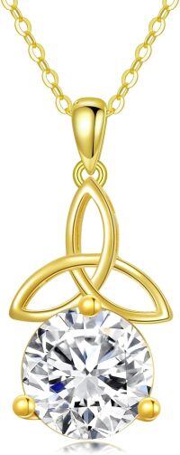 wholesale 14K Gold Trinity Knot Round Cut Moissanite Solitaire Pendant Necklace for Women-1 carat Gold-style 2