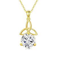 wholesale 14K Gold Trinity Knot Round Cut Moissanite Solitaire Pendant Necklace for Women-1 carat Gold-style 2