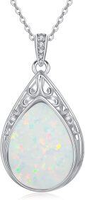 wholesale 925 Sterling Silver Blue Moonstone Teardrop Filigree Pendant Necklace-0-35