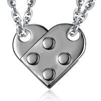 wholesale 925 Sterling Silver Heart Puzzle Box Necklace For Kids Teens-Black&Black