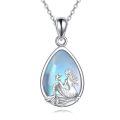 wholesale 925 Sterling Silver Teardrop Mermaid Pendant with Blue Opal and Moonstone Necklace-0-0