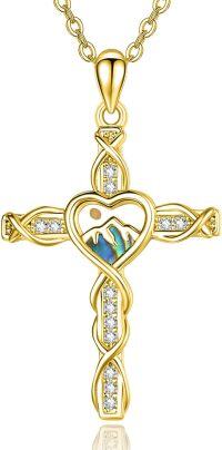 wholesale  Sterling Silver Mustard Seed Cross Pendant Necklace for Women -Gold