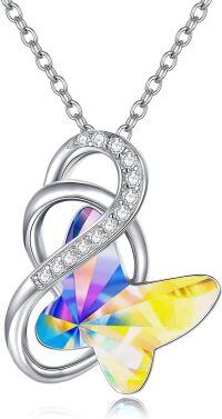 wholesale 925 Sterling Silver Blue Butterfly Pendant Necklace Wholesale With Crystal Accents-Aurora