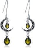wholesale Sterling Silver Moon Earrings w Emerald Amethyst Ruby Sapphire Pink Peridot Aquamarine Citrine Black Rainbow Topaz Celtic Dangle Drops-0-49