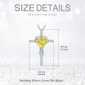 wholesale TOUPOP Citrine Cross Necklace For Women Sterling Silver November Birthstone Cross Pendant Necklace Heart Cross Christian Jewelry Birthday Christmas Gifts For Women Her -0-5