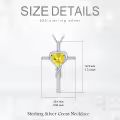 TOUPOP Sterling Silver Citrine Cross Pendant Necklace For Women-0-5