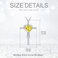 TOUPOP Sterling Silver Citrine Cross Pendant Necklace For Women-0-5