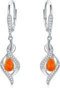 wholesale Sterling Silver Opal Dangle Drop Earrings October Birthstone Leverback Valentine s Day Gift for Women Girls-0-0