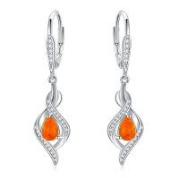 wholesale 925 Sterling Silver Opal Earrings-Red