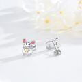 wholesale 925 Sterling Silver Cute Mouse Earrings Wholesale With Cheese-0-1