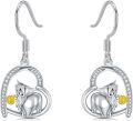 wholesale 925 Sterling Silver Horse Horseshoe Dangle Earrings with Yellow Flower and Cubic Zirconia Gifts for Her Him-0-0