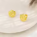 wholesale 925 Sterling Silver Plated Gold Flower Stud Earrings Wholesale with Cubic Zirconia - Elegant Floral Design for Women's Fashion Accessories-0-2